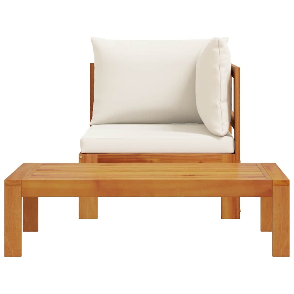 vidaXL 2-tlg. Garten-Sofa-Set mit Kissen Massivholz Akazie