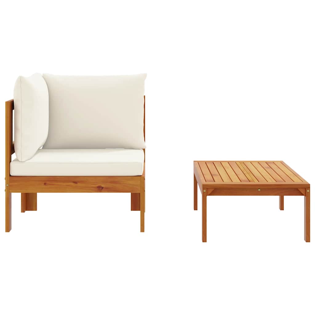 vidaXL 2-tlg. Garten-Sofa-Set mit Kissen Massivholz Akazie