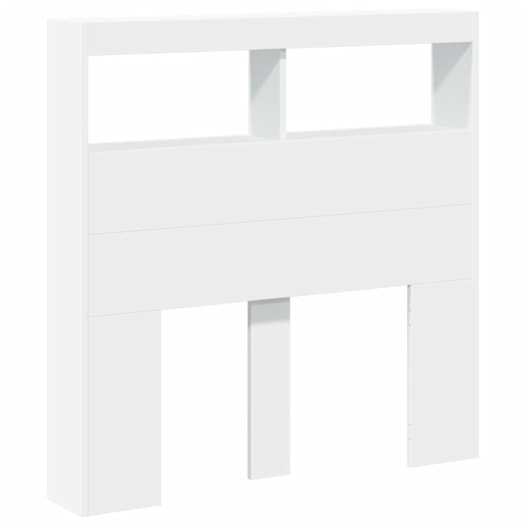 vidaXL LED-Kopfteil mit Ablagen Weiß 100x17x102 cm