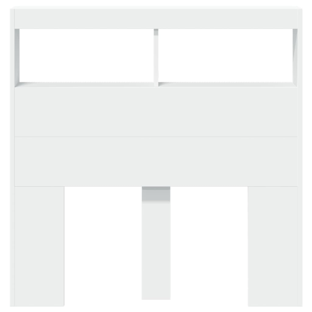 vidaXL LED-Kopfteil mit Ablagen Weiß 100x17x102 cm