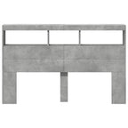 vidaXL LED-Kopfteil mit Ablage Betongrau 160x17x102 cm
