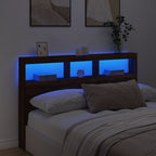 vidaXL LED-Kopfteil mit Ablage Braun Eichen-Optik 160x17x102 cm