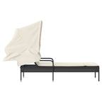 vidaXL Sonnenliege mit Dach Schwarz Poly Rattan