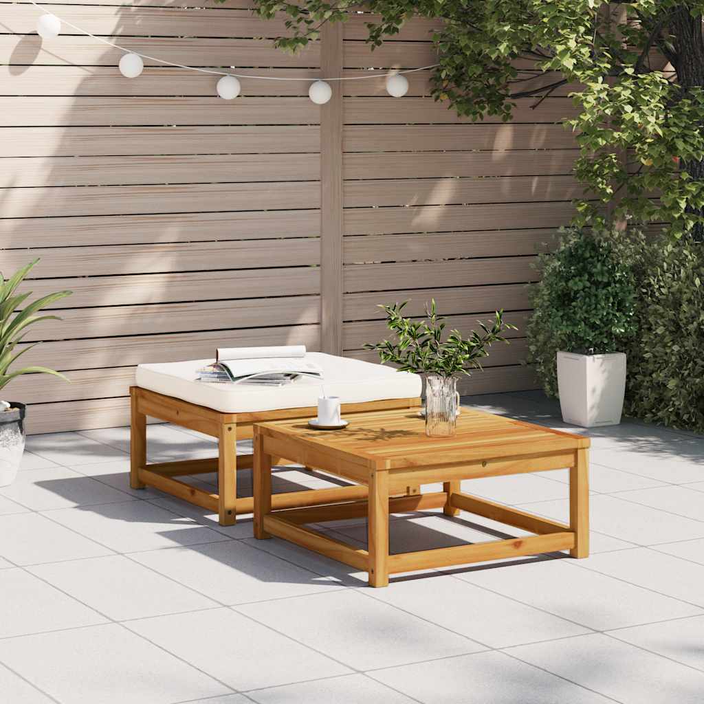 vidaXL Gartenhocker mit Kissen Massivholz Akazie
