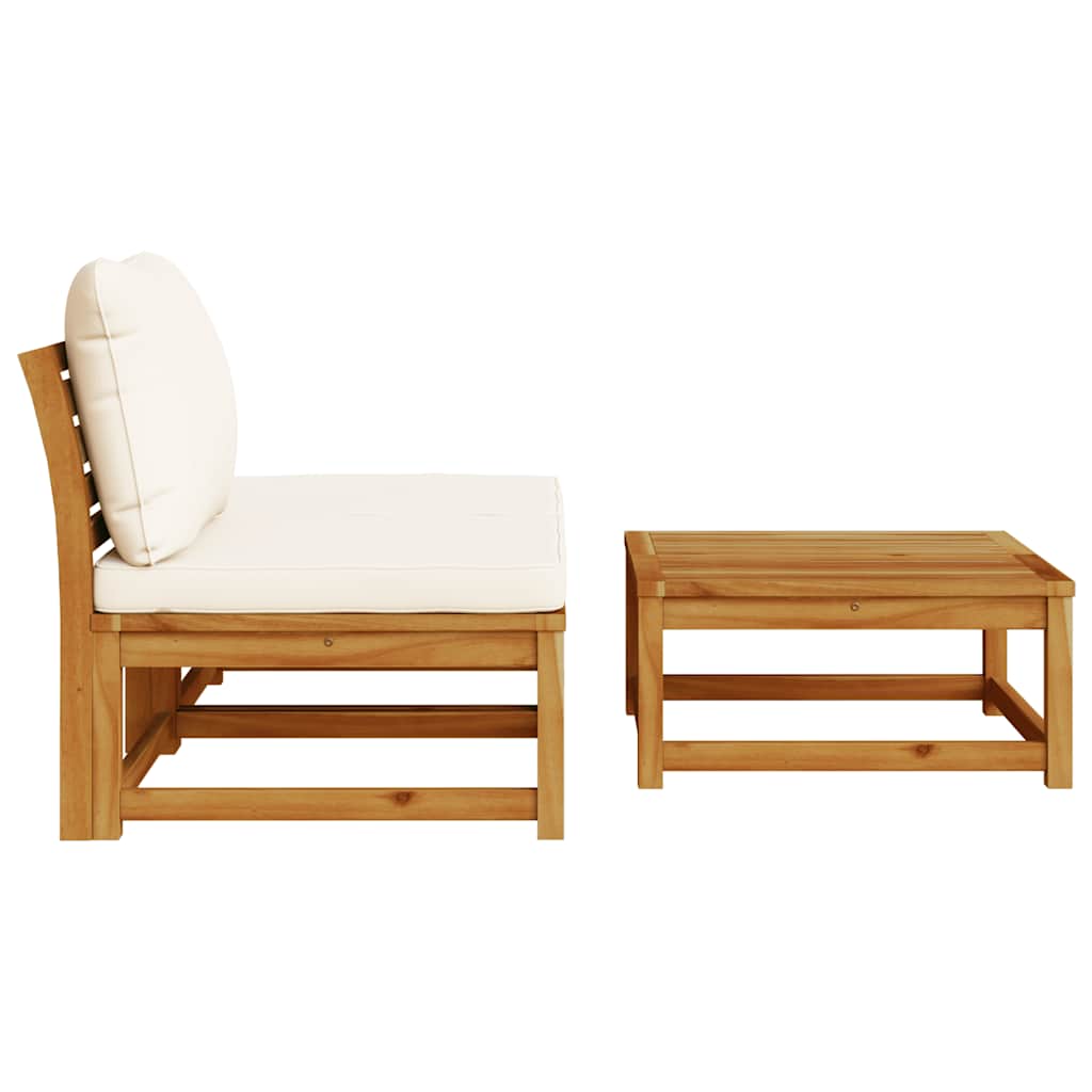 vidaXL 3-tlg. Garten-Lounge-Set mit Kissen Massivholz Akazie