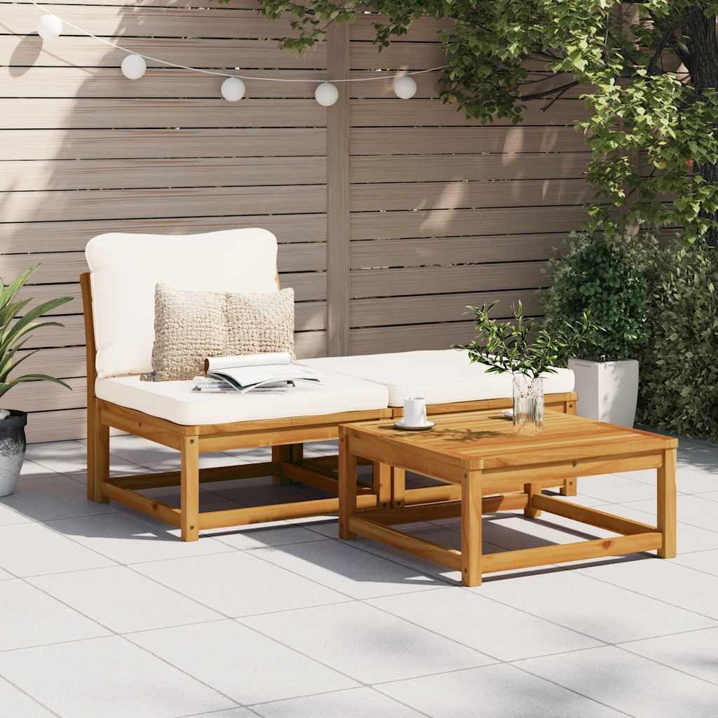 vidaXL 3-tlg. Garten-Lounge-Set mit Kissen Massivholz Akazie