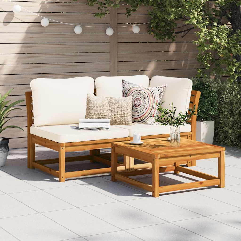 vidaXL 2-tlg. Garten-Lounge-Set mit Kissen Massivholz Akazie