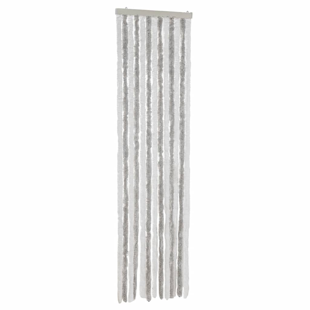vidaXL Fliegenvorhang Hellgrau und Weiß 56x185 cm Chenille