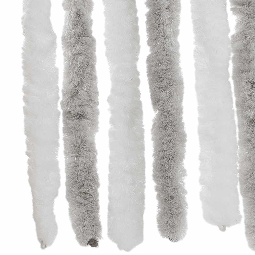 vidaXL Fliegenvorhang Hellgrau und Weiß 56x185 cm Chenille
