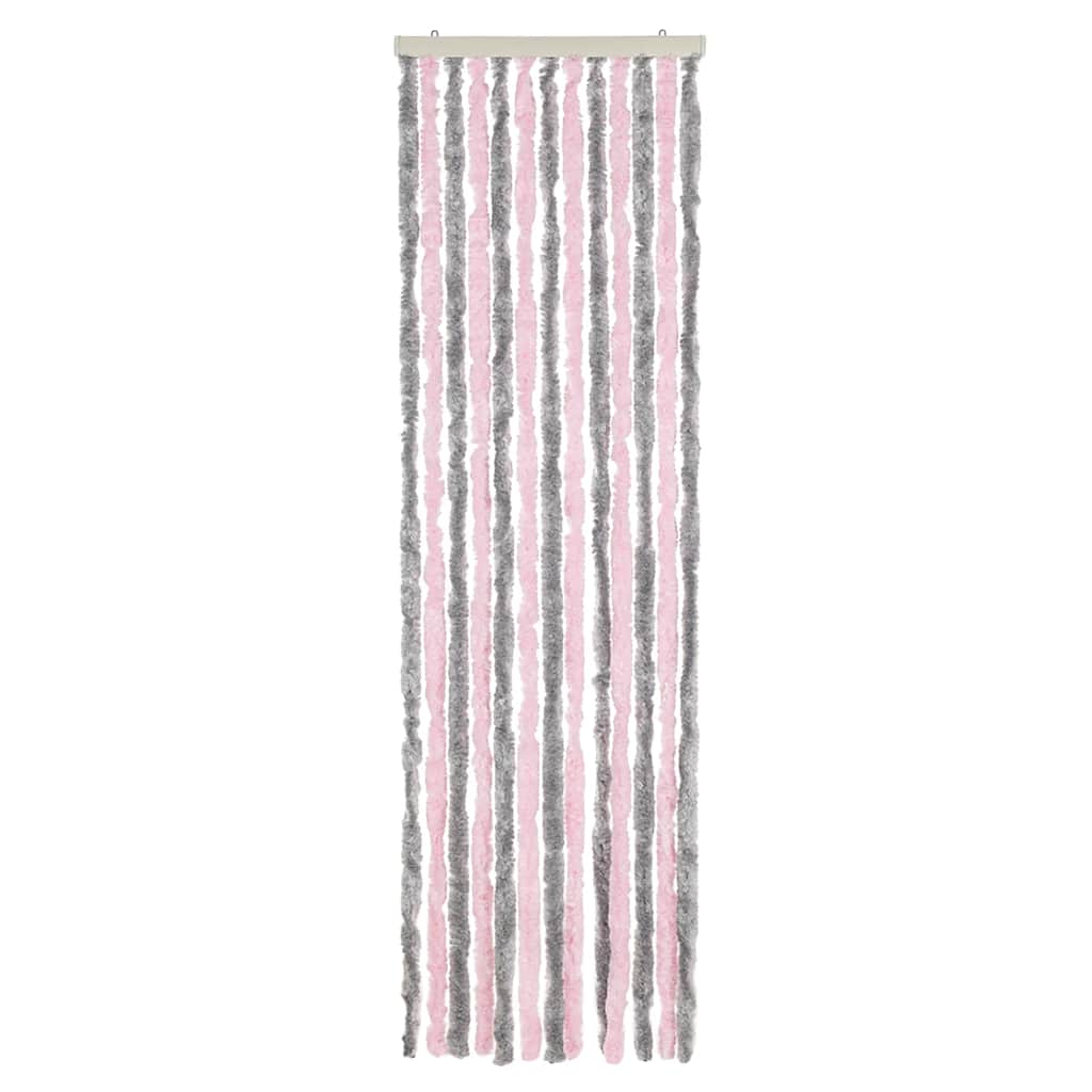 vidaXL Fliegenvorhang Silbergrau und Rosa 56x185 cm Chenille