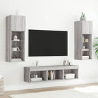 vidaXL 5-tlg. Wohnwand mit LED-Beleuchtung Grau Sonoma Holzwerkstoff