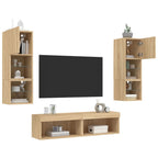vidaXL 6-tlg. Wohnwand mit LED-Beleuchtung Sonoma-Eiche Holzwerkstoff