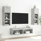 vidaXL 6-tlg. Wohnwand mit LED-Beleuchtung Betongrau Holzwerkstoff