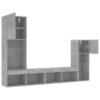 vidaXL 4-tlg. Wohnwand mit LED-Beleuchtung Betongrau Holzwerkstoff
