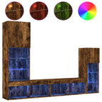 vidaXL 4-tlg. Wohnwand mit LED-Beleuchtung Räuchereiche Holzwerkstoff