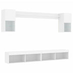 vidaXL 6-tlg. Wohnwand mit LED-Beleuchtung Weiß Holzwerkstoff