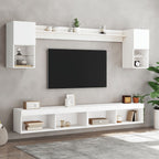 vidaXL 6-tlg. Wohnwand mit LED-Beleuchtung Weiß Holzwerkstoff