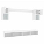 vidaXL 6-tlg. Wohnwand mit LED-Beleuchtung Weiß Holzwerkstoff