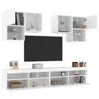 vidaXL 6-tlg. TV-Wohnwand mit LED-Leuchten Weiß