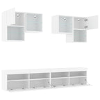 vidaXL 6-tlg. TV-Wohnwand mit LED-Leuchten Weiß