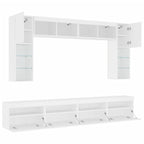 vidaXL 8-tlg. TV-Wohnwand mit LED-Leuchten Weiß