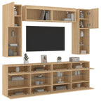 vidaXL 6-tlg. TV-Wohnwand mit LED-Leuchten Sonoma-Eiche