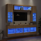 vidaXL 6-tlg. TV-Wohnwand mit LED-Leuchten Sonoma-Eiche