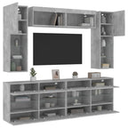 vidaXL 6-tlg. TV-Wohnwand mit LED-Leuchten Betongrau