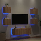 vidaXL 5-tlg. TV-Wohnwand mit LED-Leuchten Sonoma-Eiche