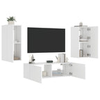 vidaXL 3-tlg. TV-Wohnwand mit LED-Leuchten Weiß