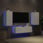 vidaXL 3-tlg. TV-Wohnwand mit LED-Leuchten Weiß