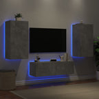 vidaXL 3-tlg. TV-Wohnwand mit LED-Leuchten Betongrau