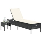 vidaXL Sonnenliege mit Tisch und Auflage Schwarz Poly-Rattan