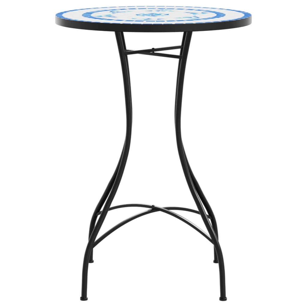 vidaXL Mosaik-Bistrotisch Blau und Weiß Ø50x70 cm Keramik