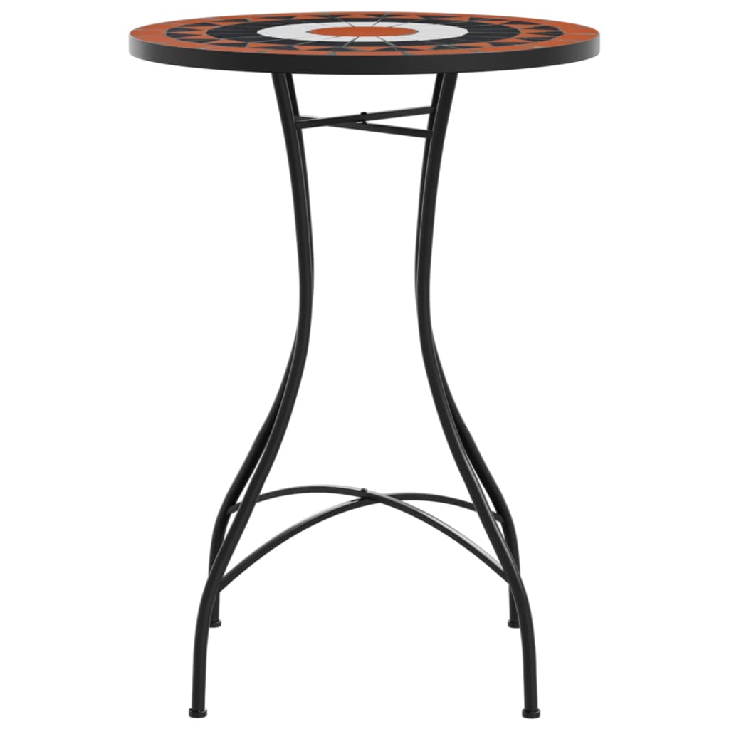 vidaXL Mosaik-Bistrotisch Terrakottarot und Weiß Ø50x70 cm Keramik
