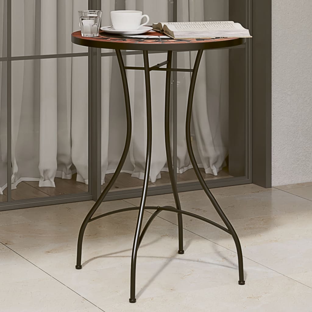 vidaXL Mosaik-Bistrotisch Terrakottarot und Weiß Ø50x70 cm Keramik