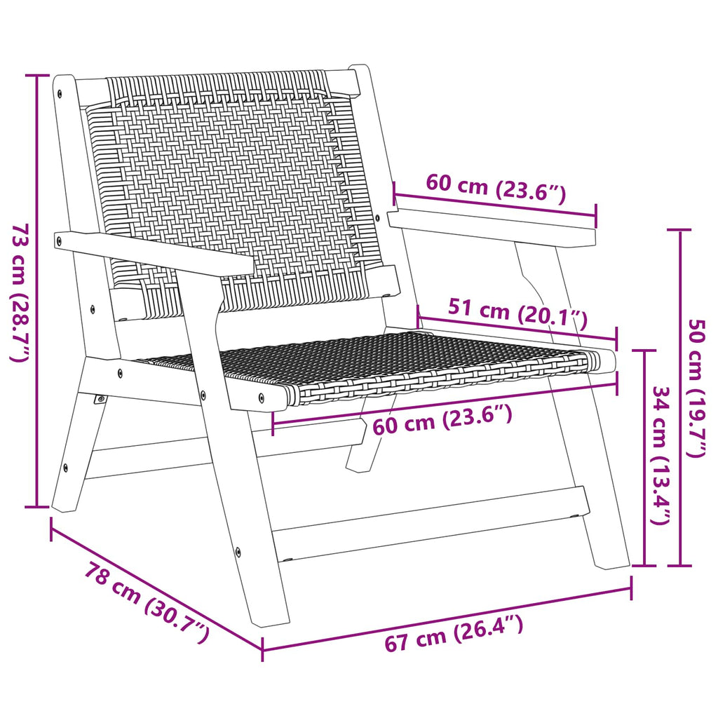vidaXL gartenmöbel 2 pcs Schwarz 67 x 78 x 73 cm Massivholz Akazie