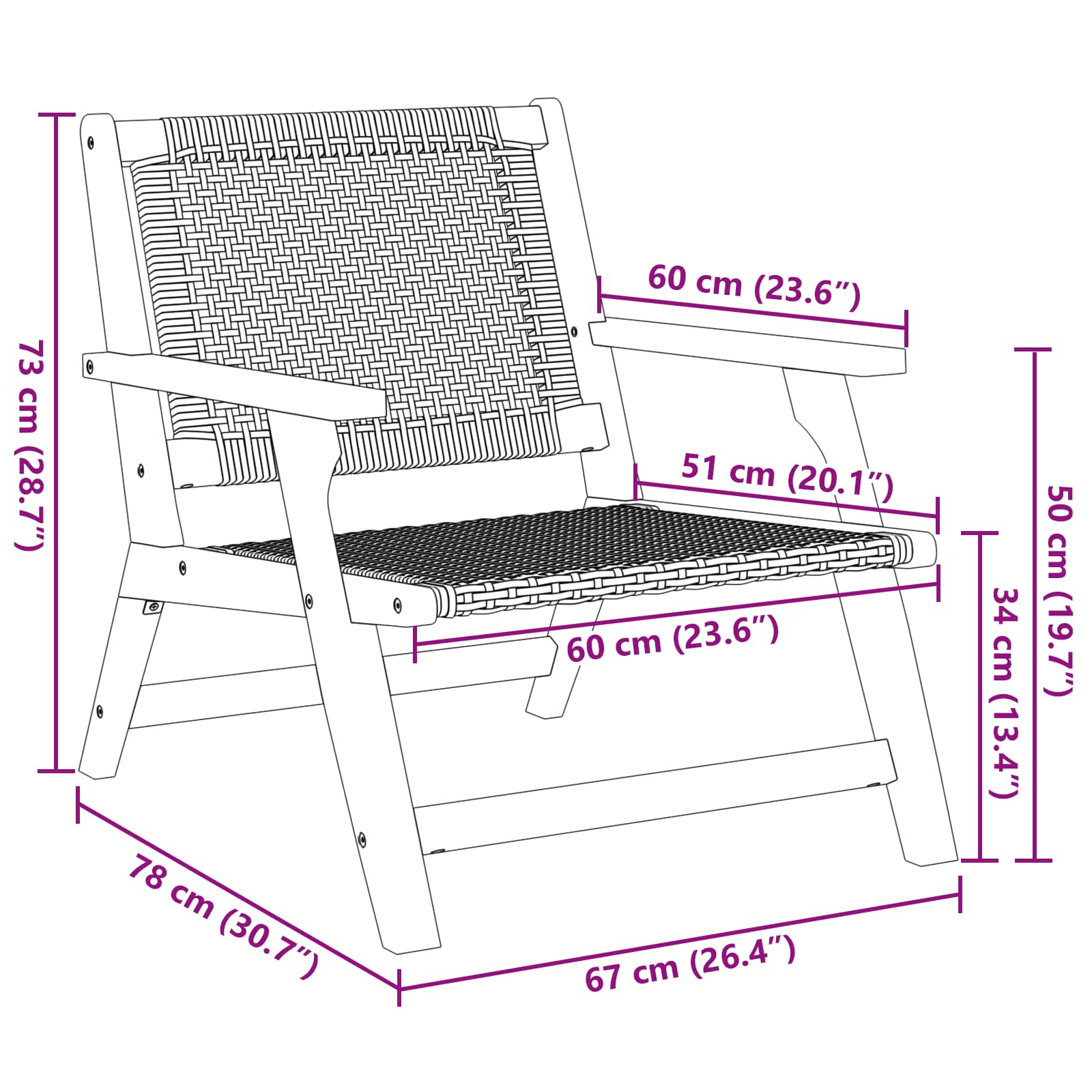 vidaXL gartenmöbel 2 pcs Schwarz 67 x 78 x 73 cm Massivholz Akazie
