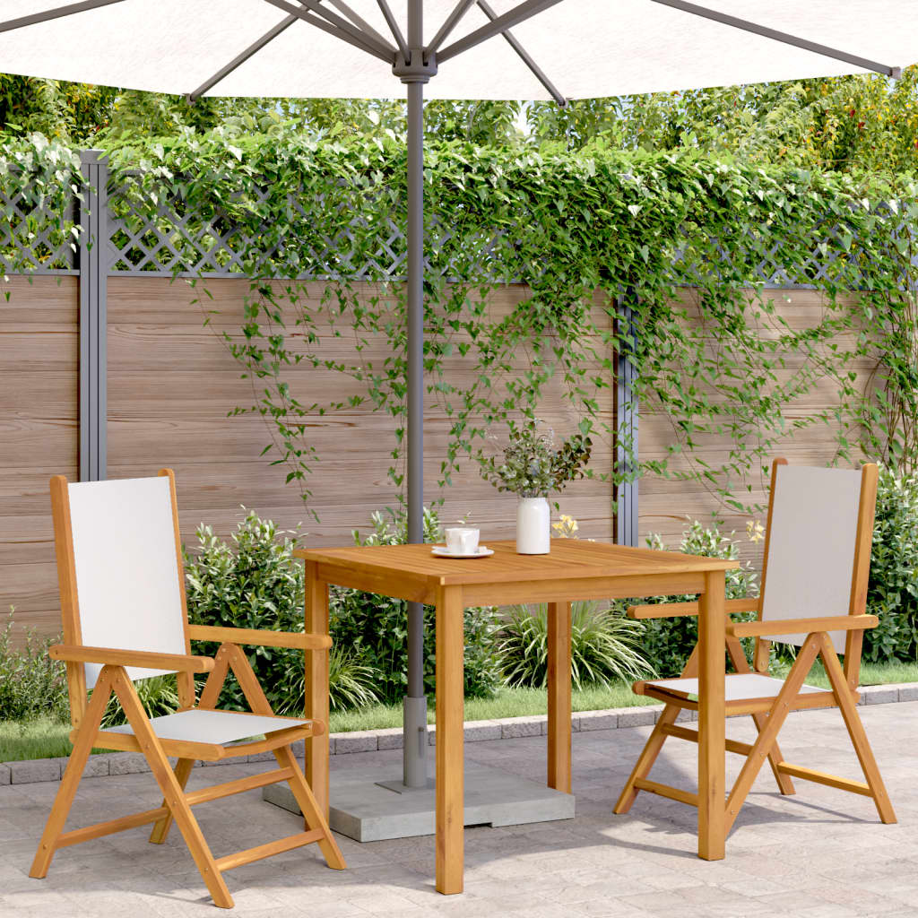 vidaXL Gartenstühle 2 Stk. Cremeweiß Massivholz Akazie & Stoff