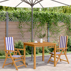 vidaXL Gartenstühle 2 Stk. Blau und Weiß Massivholz Akazie & Stoff