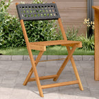 vidaXL Bistrostühle 2 Stk. Schwarz Massivholz Akazie und Poly Rattan
