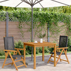 vidaXL Gartenstühle 2 Stk. Schwarz Massivholz Akazie und Poly Rattan
