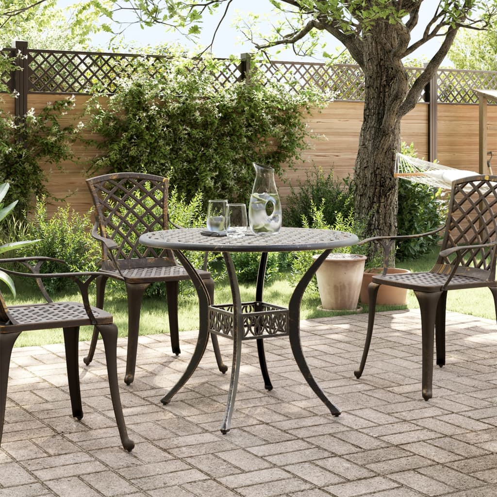 vidaXL Gartentisch Bronzen Ø90x75 cm Aluminiumguss