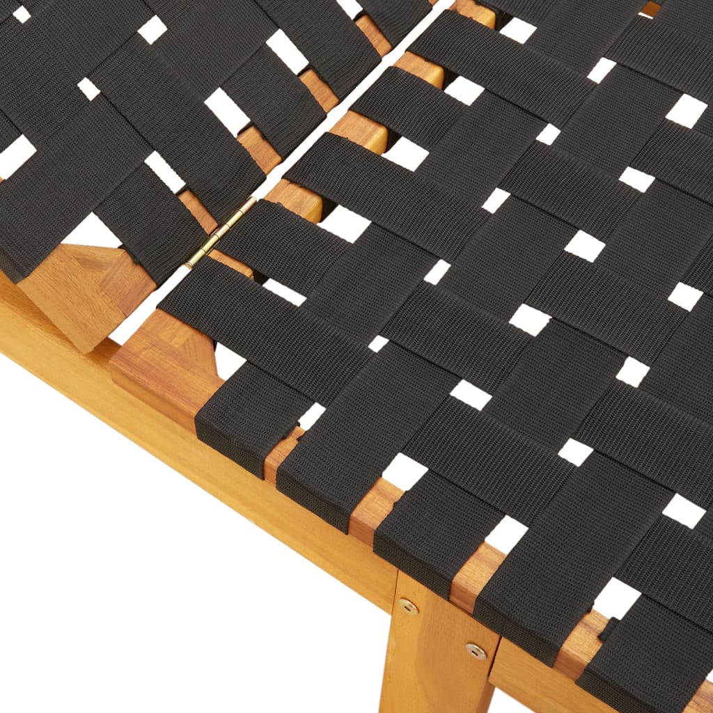 vidaXL Sonnenliege Schwarz Massivholz Akazie und Stoff