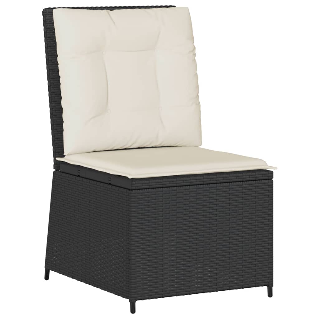 vidaXL Gartensessel mit Liegefunktion und Kissen Schwarz Poly Rattan