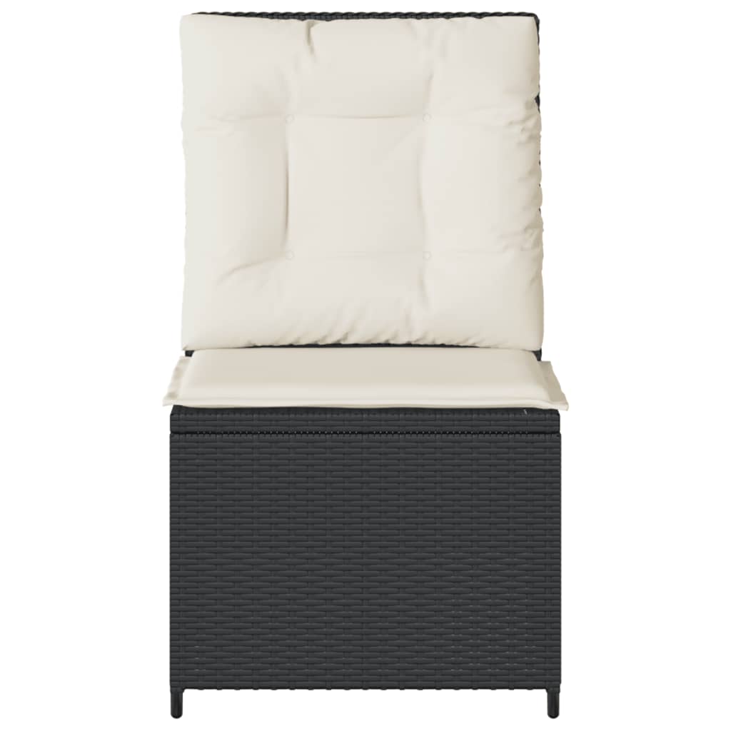 vidaXL Gartensessel mit Liegefunktion und Kissen Schwarz Poly Rattan