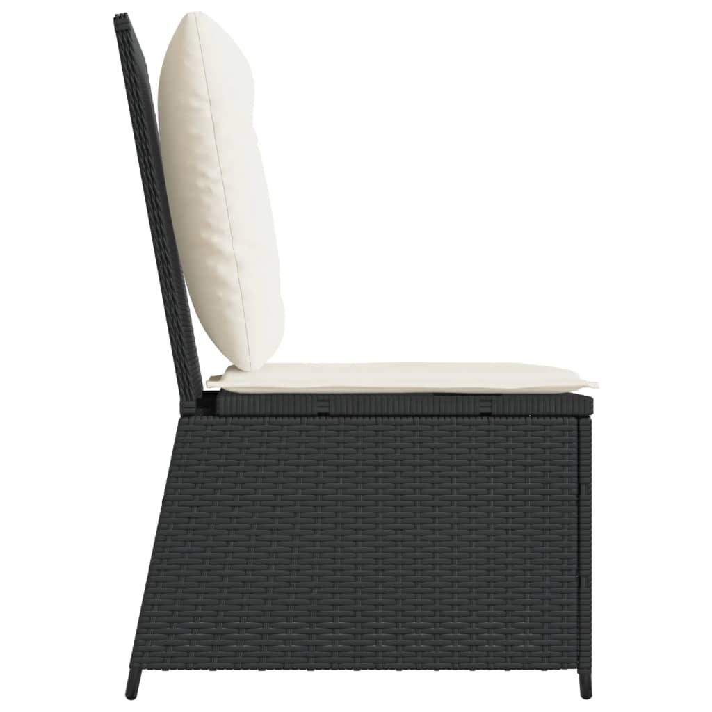 vidaXL Gartensessel mit Liegefunktion und Kissen Schwarz Poly Rattan