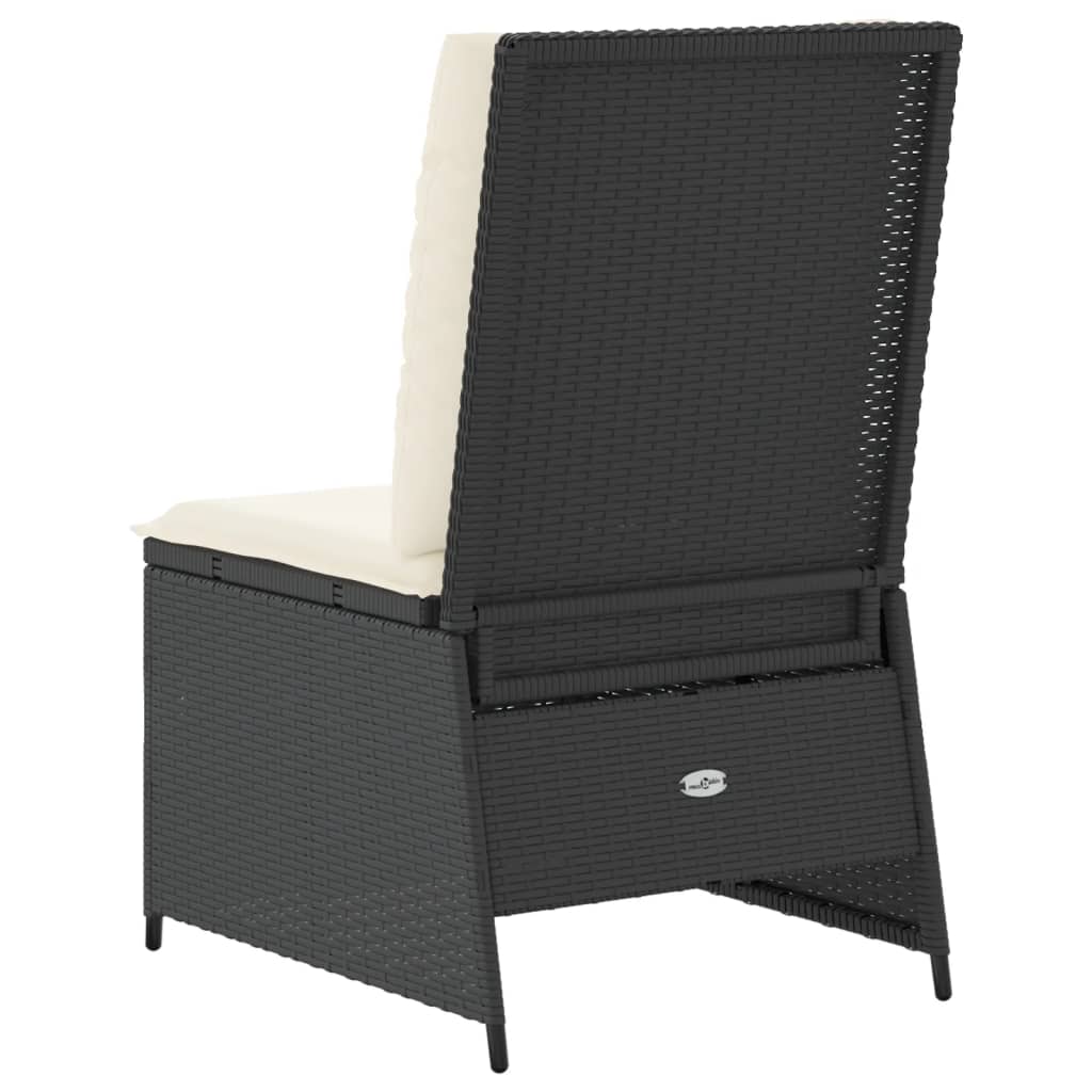 vidaXL Gartensessel mit Liegefunktion und Kissen Schwarz Poly Rattan