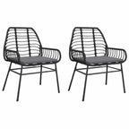vidaXL Gartenstühle 2 Stk. mit Kissen Schwarz Poly Rattan