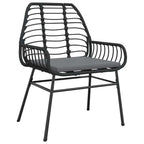 vidaXL Gartenstühle 2 Stk. mit Kissen Schwarz Poly Rattan